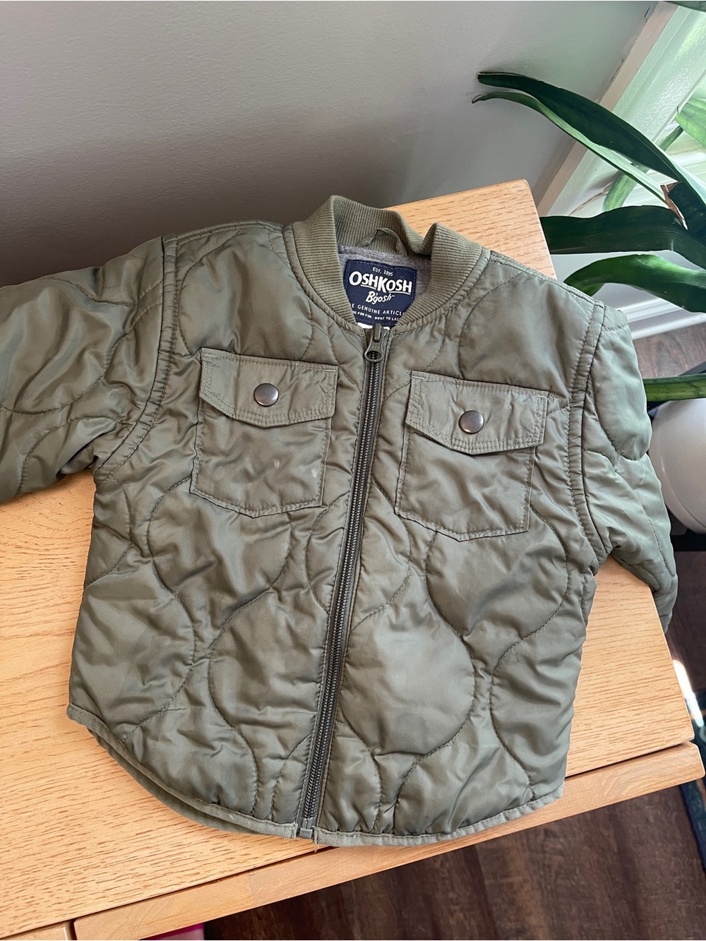 OshKosh B'gosh Kids Quilted Puffer Jacket in Olive Green